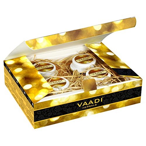 Vaadi Herbals Gold Facial Kit 24 Carat Gold Leaves, Marigold Wheatgerm Oil an...