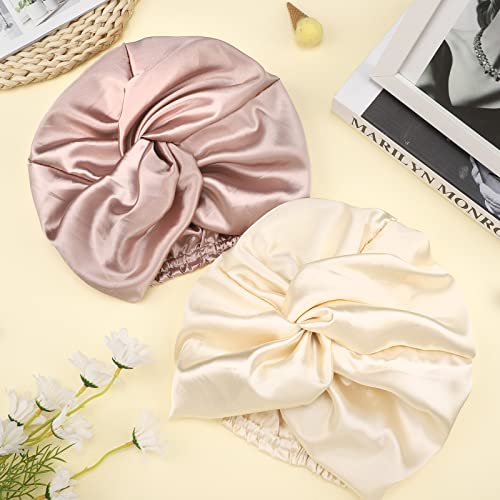 3 Pieces Silk Bonnet Silk Hair Wrap for Sleeping Silk Sleeping Bonnet Elastic...