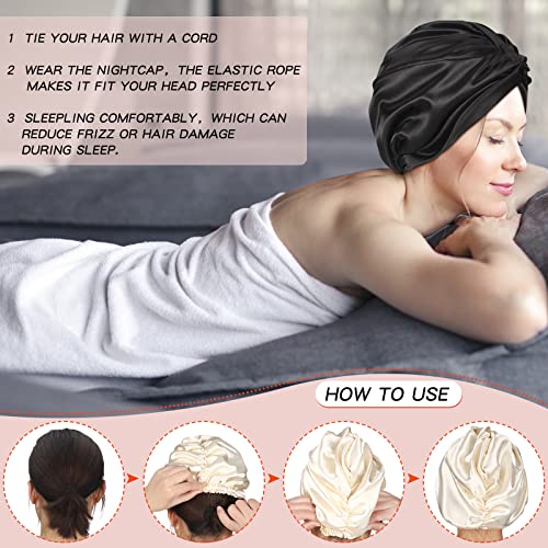3 Pieces Silk Bonnet Silk Hair Wrap for Sleeping Silk Sleeping Bonnet Elastic...