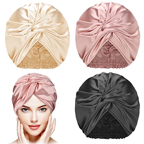 3 Pieces Silk Bonnet Silk Hair Wrap for Sleeping Silk Sleeping Bonnet Elastic...