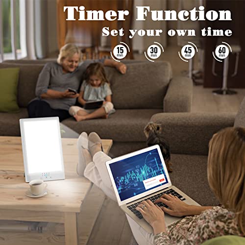 Light Therapy Lamp, Vacont UV-Free 12000 Lux Light Sun Lamp with 4 Timer Func...