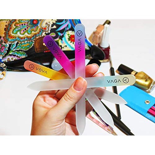 VAGA Crystal Glass Nail File Set of 4 Nail Care Crystals Glass Nail Files in ...