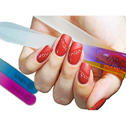 VAGA Crystal Glass Nail File Set of 4 Nail Care Crystals Glass Nail Files in ...