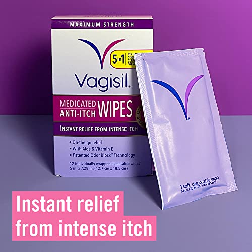 Vagisil Anti-Itch Medicated Feminine Intimate Wipes for Women, Maximum Streng...