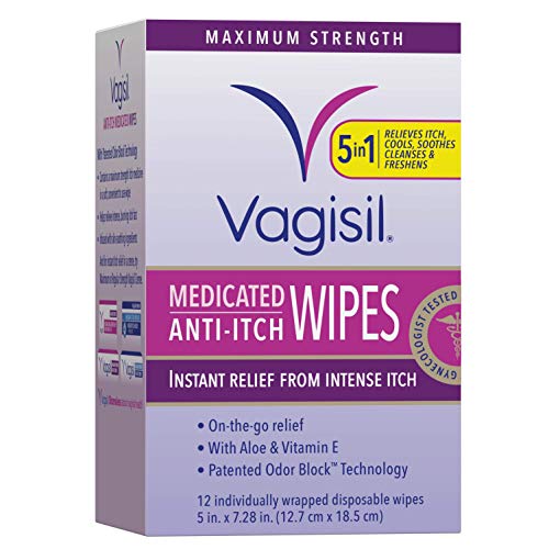 Vagisil Anti-Itch Medicated Feminine Intimate Wipes for Women, Maximum Streng...