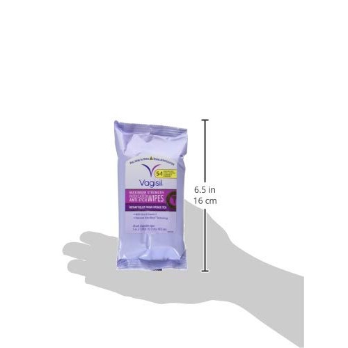 Vagisil Anti-Itch Medicated Feminine Vaginal Wipes, Maximum Strength, Instant...