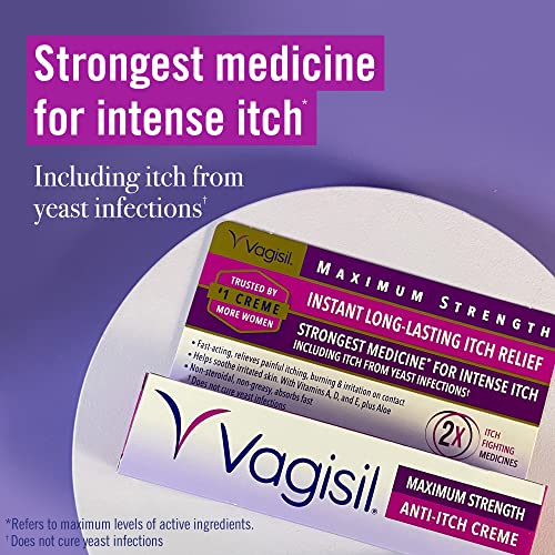 Vagisil Maximum Strength Feminine Anti-Itch Cream with Benzocaine for Women, ...