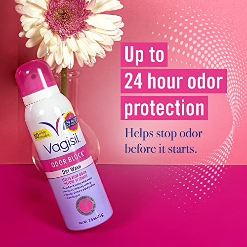 Vagisil Odor Block Feminine Dry Wash Deodorant Spray for Women, Gynecologist ...