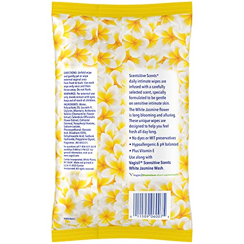 Vagisil Scentsitive Scents Daily Feminine Intimate Wipes for Women, Gynecolog...