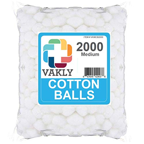 Cotton Balls [Pack of 2000] Medium Non-Sterile Absorbent 100% Cotton Prepping...