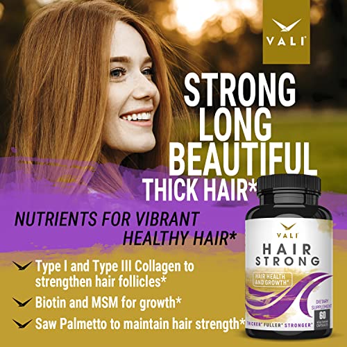 VALI Hair Strong Health & Growth Vitamins with Biotin, Keratin & Collagen - 6...