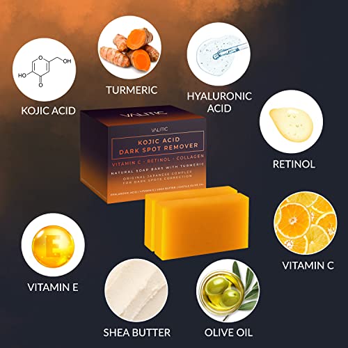 Valitic Dark Spot Remover Kit for Face - Facial Cleansing Brush and Kojic Aci...