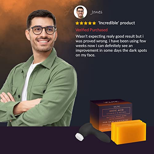 Valitic Skin Lightening Kit - Facial & Body Cleansing Brush and Kojic Acid So...