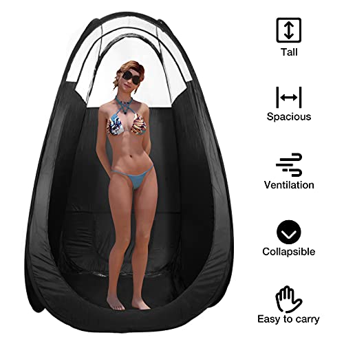 VALUEDEBUT Pop Up Spray Tanning Tent,Portable Fold-able Black Spray Tann Tent...