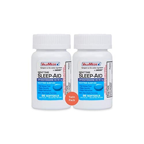 ValuMeds Nighttime Sleep Aid (Twin Pack - 192 Softgels) Diphenhydramine HCl, ...
