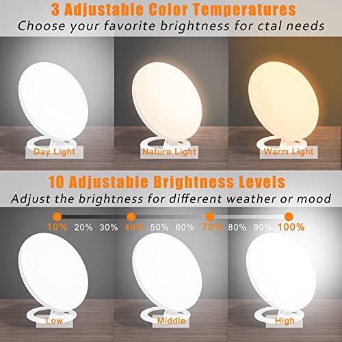 Light Therapy Lamp, UV-Free 10000-38600 Lux LED Therapy Light, 3 Color Temper...