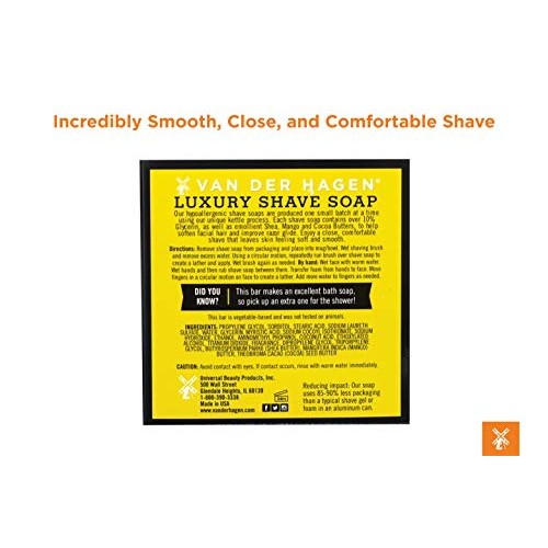 Van Der Hagen Men's Luxury Scented Shave Soap (Pack of 3)