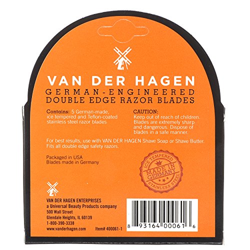 Van Der Hagen Stainless Steel Double Edge Razor Blades, 5 Count (Pack of 3)