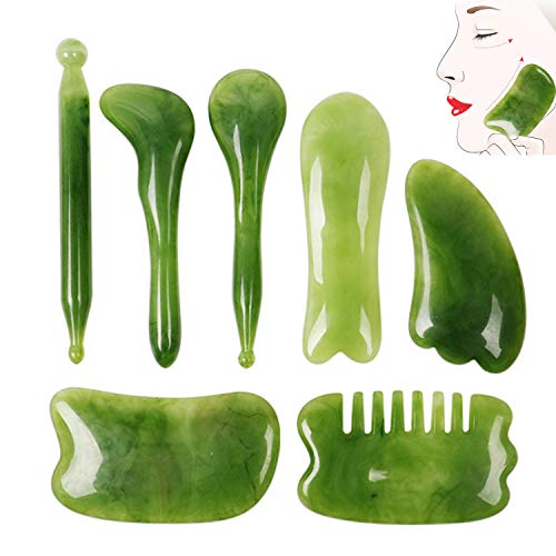 Vanchief 7Pcs Gua Sha Massage Tools Natural Resin Amber Guasha Scraper Facial...