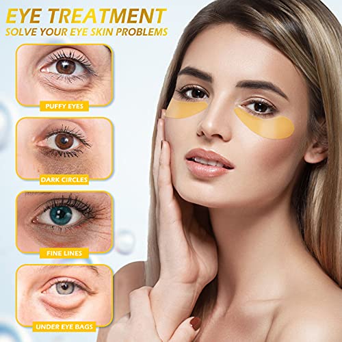 24k Gold Eye Masks-with Collagen Under Eye Patches, Dark Circles Under Eye Ge...
