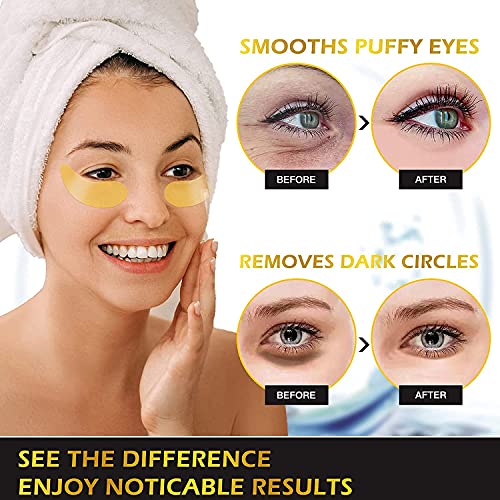 24k Gold Eye Masks-with Collagen Under Eye Patches, Dark Circles Under Eye Ge...