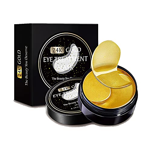 24k Gold Eye Masks-with Collagen Under Eye Patches, Dark Circles Under Eye Ge...