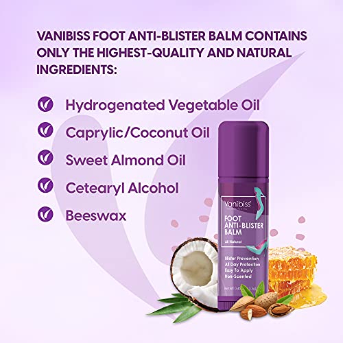 Vanibiss Foot Anti Blister Balm - Foot Blister Prevention - Anti Friction Bal...