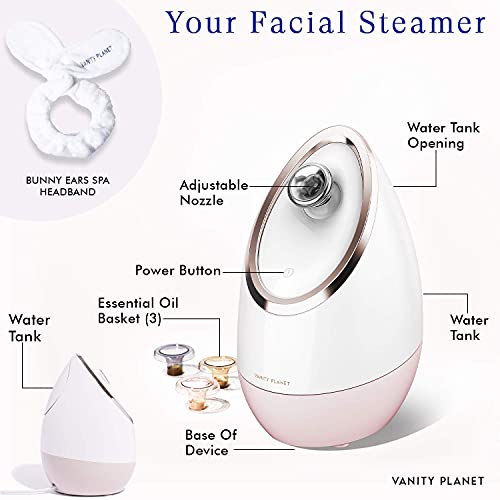 Vanity Planet Aira Ionic Facial Steamer - (Rose Gold) - Pore Cleaner that Det...