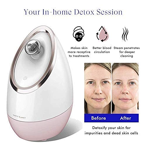 Vanity Planet Aira Ionic Facial Steamer - (Rose Gold) - Pore Cleaner that Det...