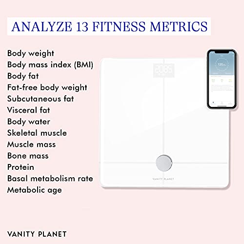 Vanity Planet Form Fit and Bluetooth Digital Body Analyzer - Smart Scale Trac...
