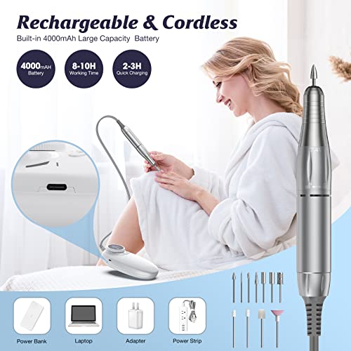Nail Drill Set Kit Professional Rechargeable Portable Electric Nail Drill Pro...