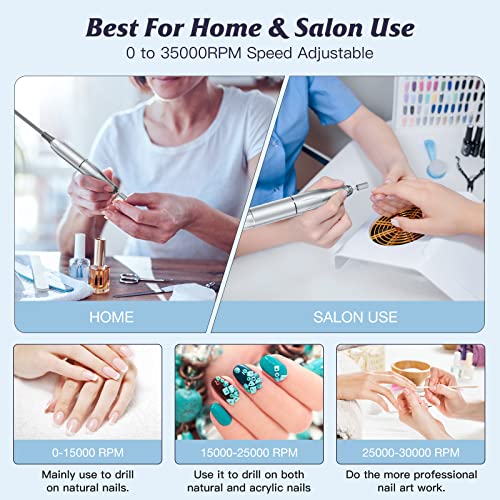 Nail Drill Set Kit Professional Rechargeable Portable Electric Nail Drill Pro...
