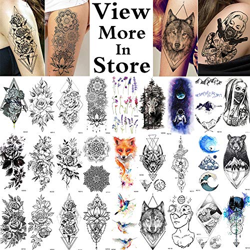 VANTATY 10 Sheets 3D Big Rose Peony Flower Girls Temporary Tattoos For Women ...
