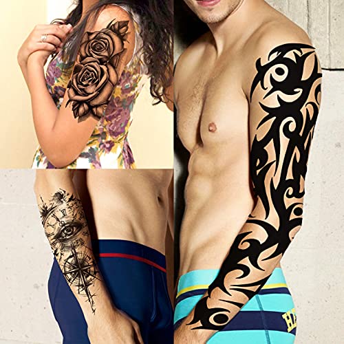 VANTATY 20 Sheets Extra Large Full Arm Temporary Tattoos For Men Adults, Tige...
