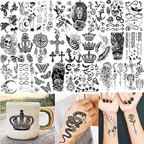 VANTATY 64 Sheets 3D Snake Flower Temporary Tattoos For Women Girls Neck Arm,...