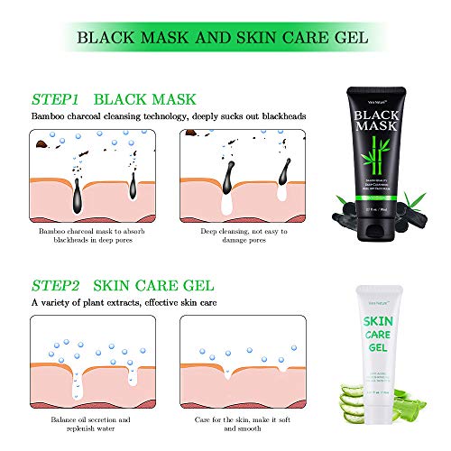 Blackhead Remover Mask 4-in-1 | Charcoal Peel Off Face Mask & Skin Care Gel &...
