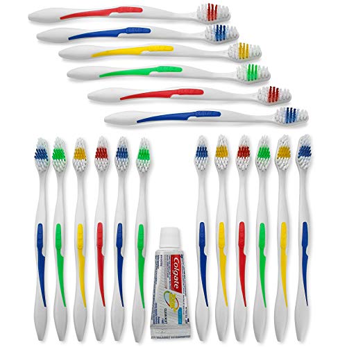 100 Toothbrushes, Medium Soft Bristles, Individually Wrapped