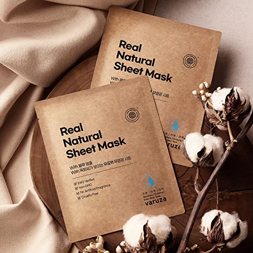 [varuza] K-Beauty Real Natural Sheet Mask with Blue Ampoule with Unbleached &...