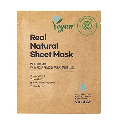 [varuza] K-Beauty Real Natural Sheet Mask with Blue Ampoule with Unbleached &...