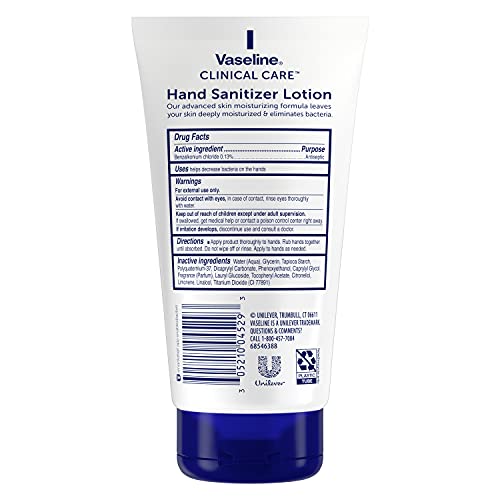 Vaseline Hand Sanitizer Lotion Hydrating Skincare 2-in-1 Moisturizer and Kill...