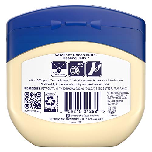 Vaseline Healing Jelly Moisturizer For Dry Cracked Skin Cocoa Butter Hypoalle...