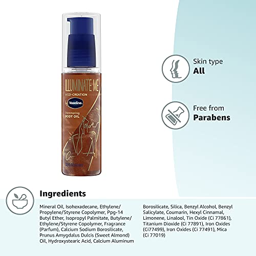 Vaseline Illuminate Me Shimmering Body Oil Created for Melanin Rich Skin Body...