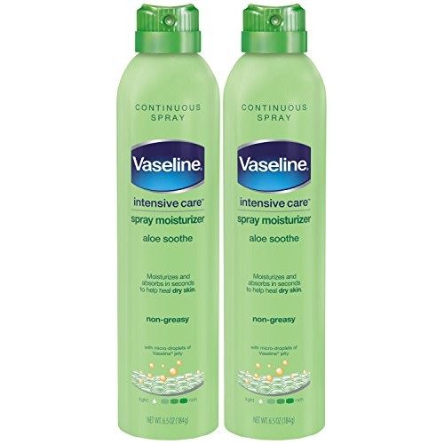 Vaseline Intensive Care Spray Moisturizer, Aloe Soothe 6.5 oz, Twin Pack