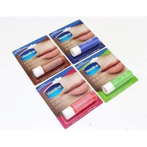 Vaseline Lip Therapy Stick with Petroleum Jelly (Original, Aloe Vera, Rosy Li...