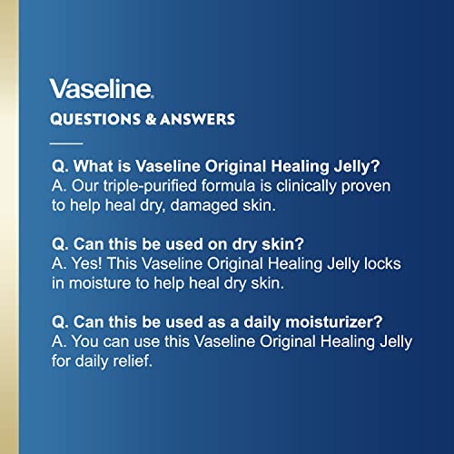 Vaseline Petroleum Jelly, Dermatologist Recommended, Original, 100% White Pet...