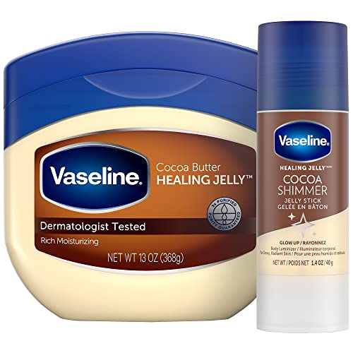 Vaseline Rich Moisturizing Healing Jelly Cocoa Butter, 13 oz Bundled with Coc...