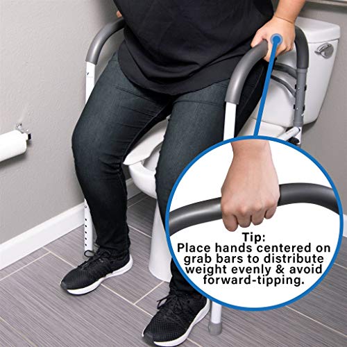 Vaunn Deluxe Bathroom Safety Toilet Rail - Adjustable Toilet Safety Frame - M...