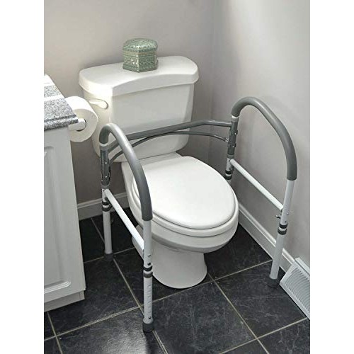 Vaunn Deluxe Bathroom Safety Toilet Rail - Adjustable Toilet Safety Frame - M...