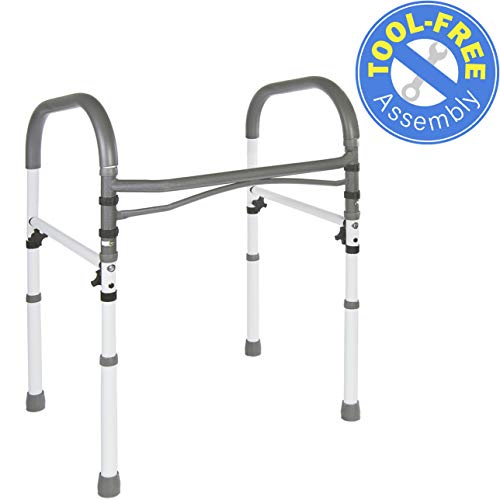 Vaunn Deluxe Bathroom Safety Toilet Rail - Adjustable Toilet Safety Frame - M...