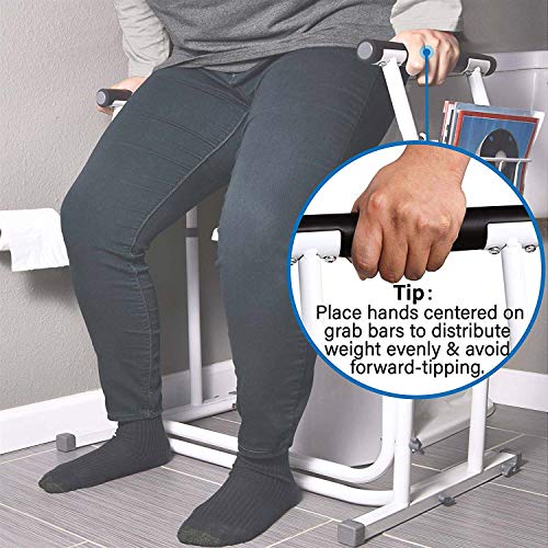 Vaunn Medical Bathroom Adjustable Height Toilet Rail Grab Bar and Commode Saf...